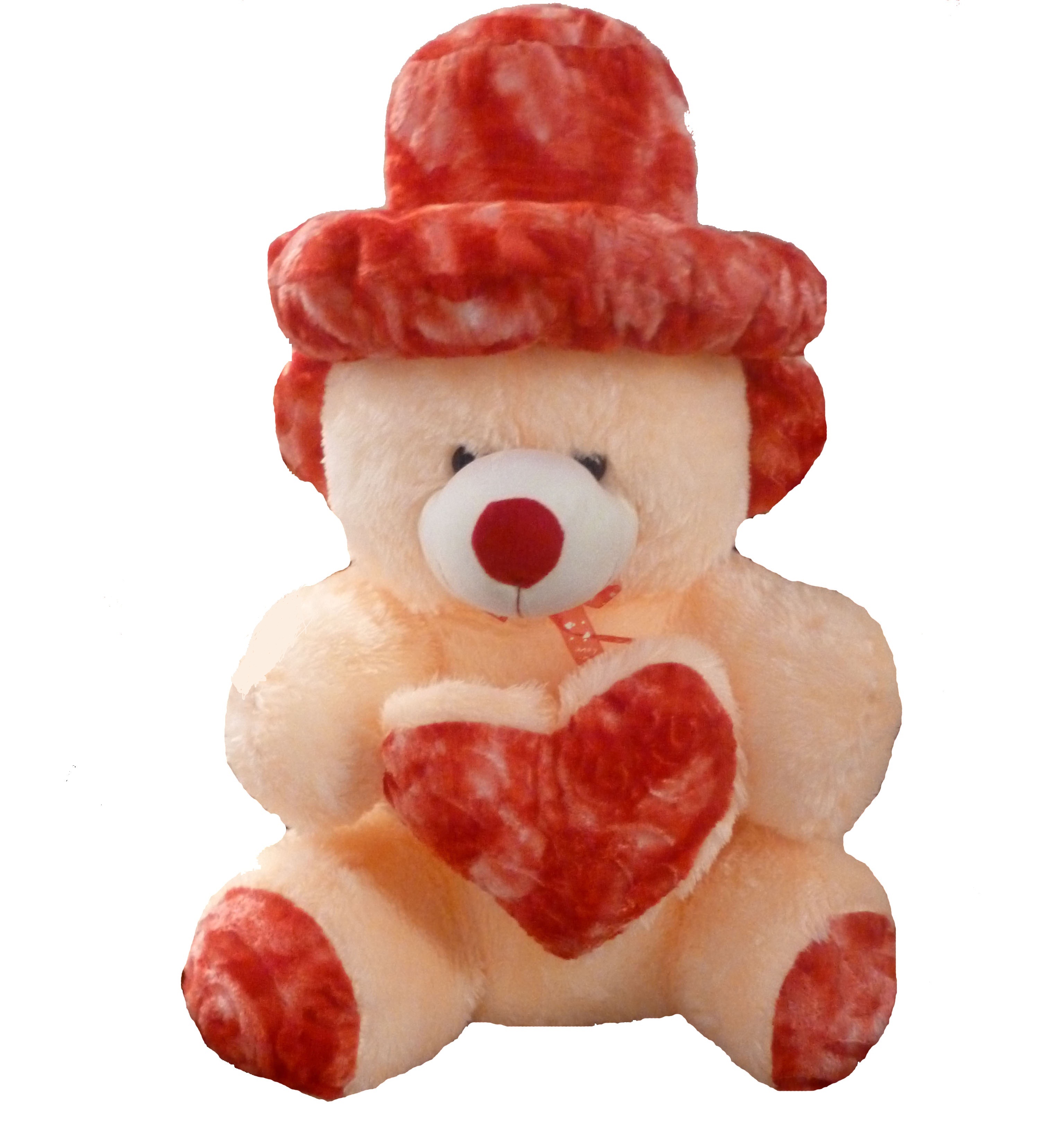 red teddy bear with cap