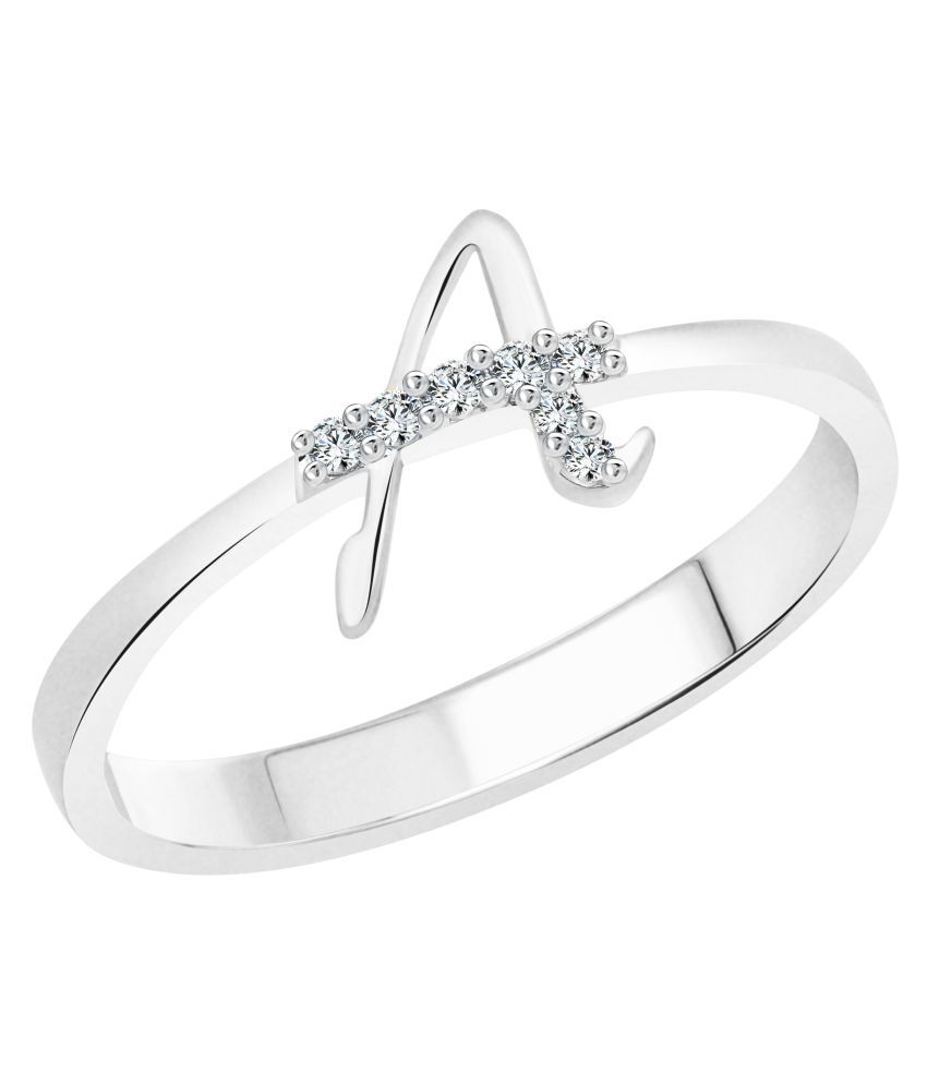 A Alphabet Silver Rhodium Plated Ring