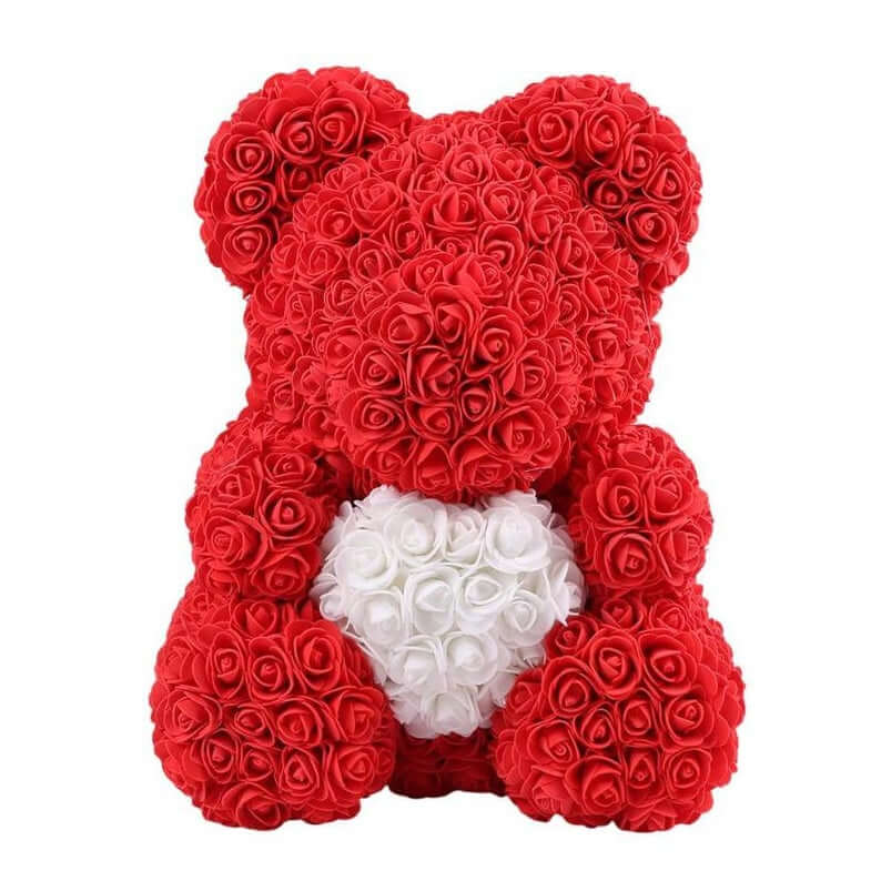 Red flower clearance teddy bear