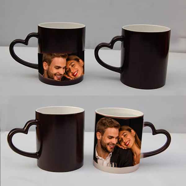 Buy Black Magic Photo Mug with Heart Shape Handle Online at Best Price