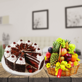 1 KG Black forest with fruits basket