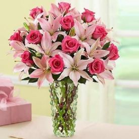 Pink Mixed Flowers In Vase