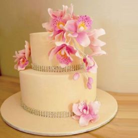 2-teir flower anniversary cake