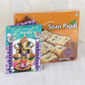 Soan Papdi with Diwali Greeting card