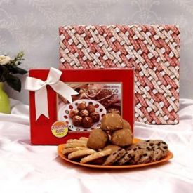 Cashew Cookies with Choco Chip Cookies and Panjiri Laddoos