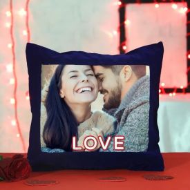 Blue sattin personalized pillow