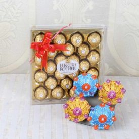 24 Pcs Ferrero Rocher With Diya