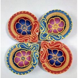 Vibrant set of 4 Diyas