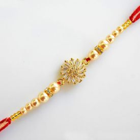 Golden American Diamond Rakhi