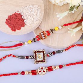 3 Beautiful Stone Studded Rakhis