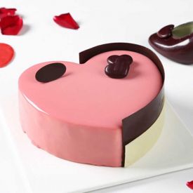 Pink heart shaped cake