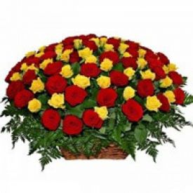 Arrangement Of 100 Red And Yellow Roses