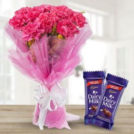 Pink Carnations with Dairy Milk