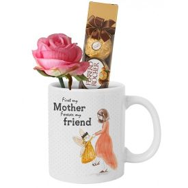 Mug (Customize), 4 Pcs Ferrero Rocher and artificial rose