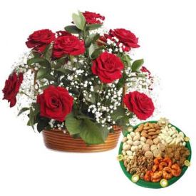 Red Roses with Dry Fruits