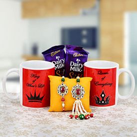 Coffee Mug, lumba Rakhi Set and Chocolates