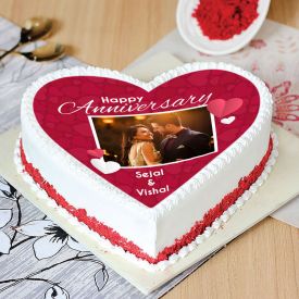 Velvety Photo Heart Shape Cake