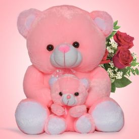 Pink Teddy with Little baby
