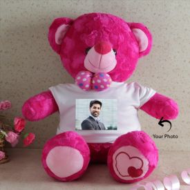 Photo Personalized Dark Pink Teddy