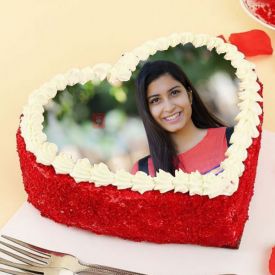 Heart Shape Red velvet Photo Cake
