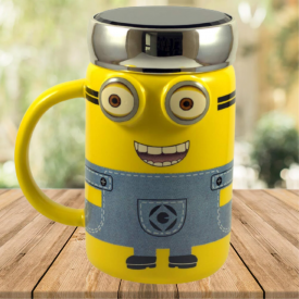 3D Minions with Mirror Lid Ceramic Coffee Mug