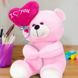 Pink Teddy Bear With Heart 6 inch