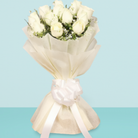 12 White Roses Bouquet