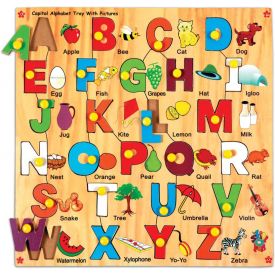 Capital Alphabet Tray Wooden Material