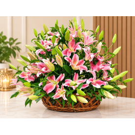 20 Pink lilies with Basket