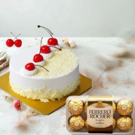 White forest cake with Rocher