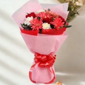 Red With Pink Flowers Bouquet