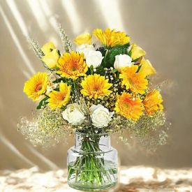 Mixed Gerberas Flower With Vase
