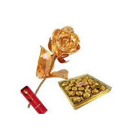 6 Inch Golden Rose with 24 Pcs Ferrero Rocher