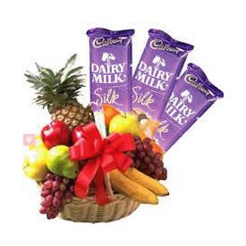 3 Kg Fruits with 3 Dairy Milk Silk