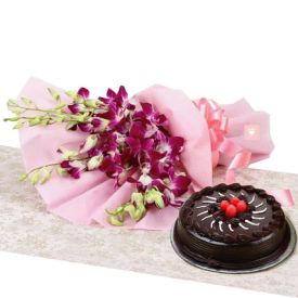 10 Orchids and 1/2 kg Chocolate cake