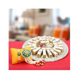 Rakhi With Kaju Burfi Roll