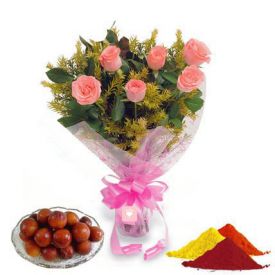 Pink Roses, Gulab Jamun with Gulal