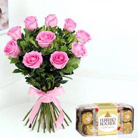 Pink roses and ferrero rocher