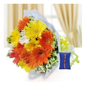 Mixed Gerbera With Rakhi