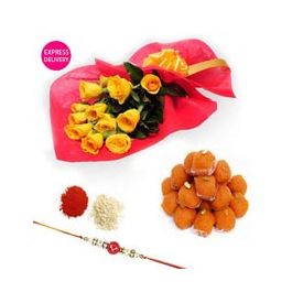 Bunch of 12 Yellow Roses,rakhi