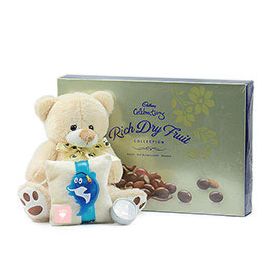 teddy bear,rich dry fruit,rakhi