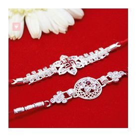 Silver Stone Studded Rakhis