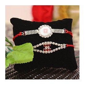 Stone Studded Silver Rakhis