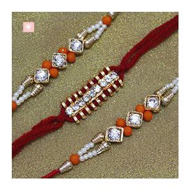 Rakhi set of 3 Beautiful Stone Studded Rakhis