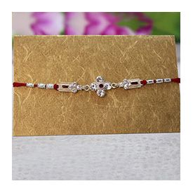 Silver Stone Studded Rakhi