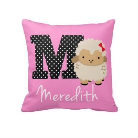 Alphbat M pink cushion