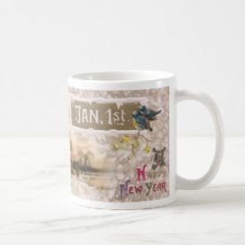 Little Blue Birds Tweet the New Year Coffee Mug