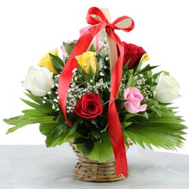 Basket of Mixed Roses