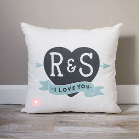 Initials In Heart Pillow