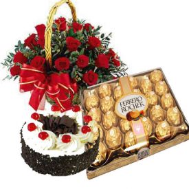 Valentines Flower N Cake Combo pack